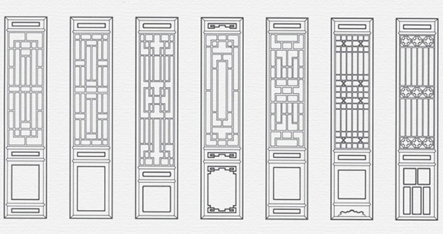 邗江常用中式仿古花窗图案隔断设计图